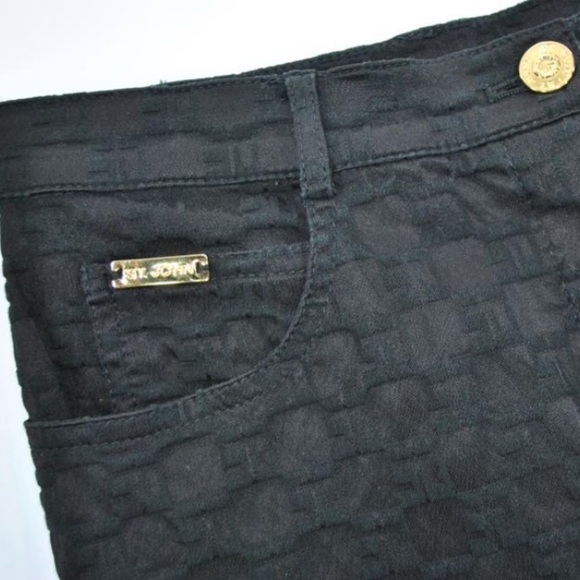 St. John Sport Marie Gray Essentials black jacquard textured pants size 4 - Picture 5 of 5